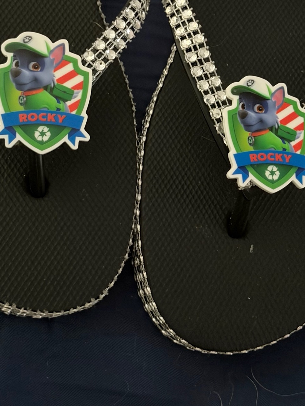 Rocky  Black Flip Flops with Decorative Badge